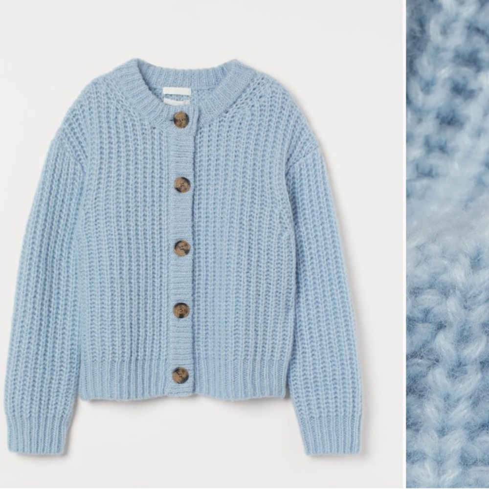 H&M Rib Knit Wool Blend Cardigan